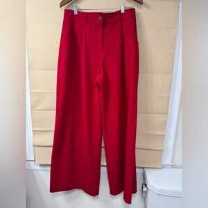 ME+EM Vibrant Red Wide-Leg Pants